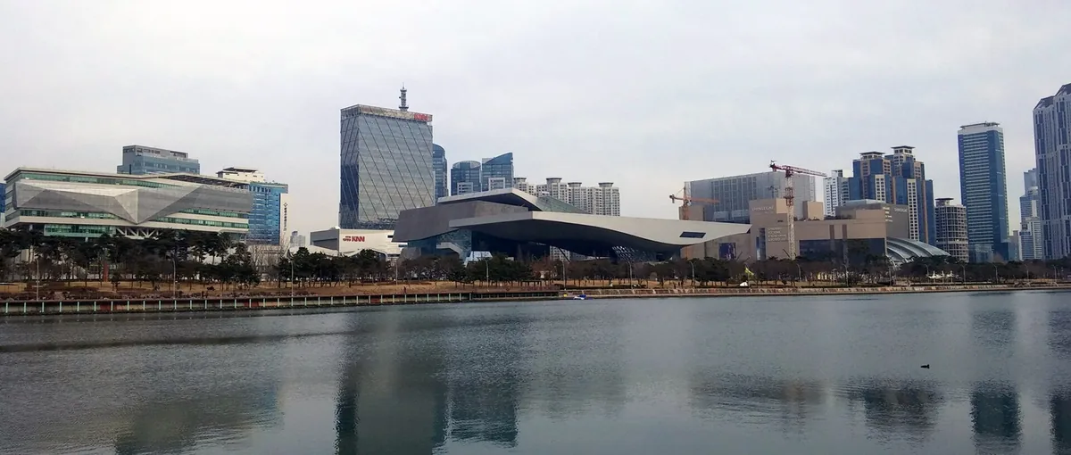 The Centum City complex in Busan, seen from across the water